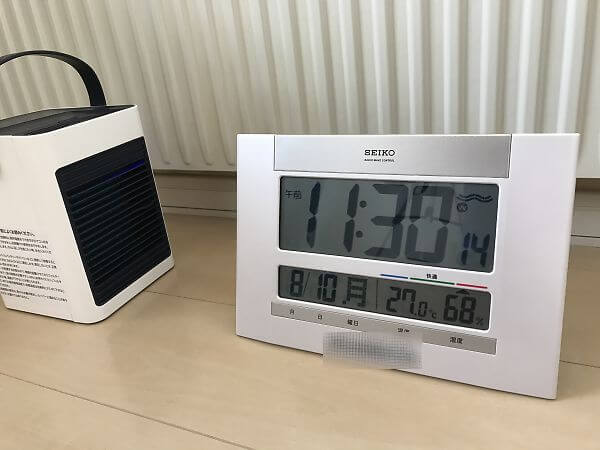 卓上クーラー運転約1時間後の室温